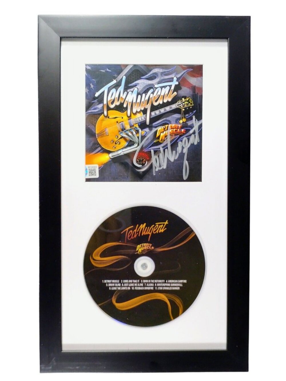 Ted Nugent Signed Detroit Muscle CD Framed Beckett BAS COA